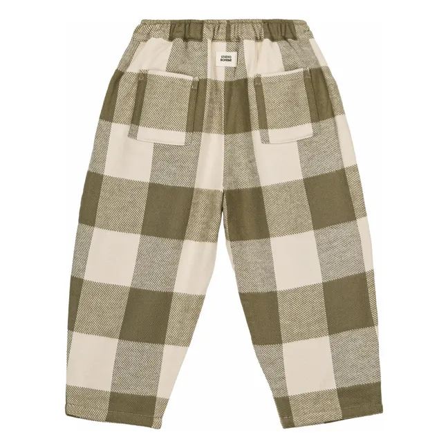 Organic cotton Carrot Carreaux pants | Khaki