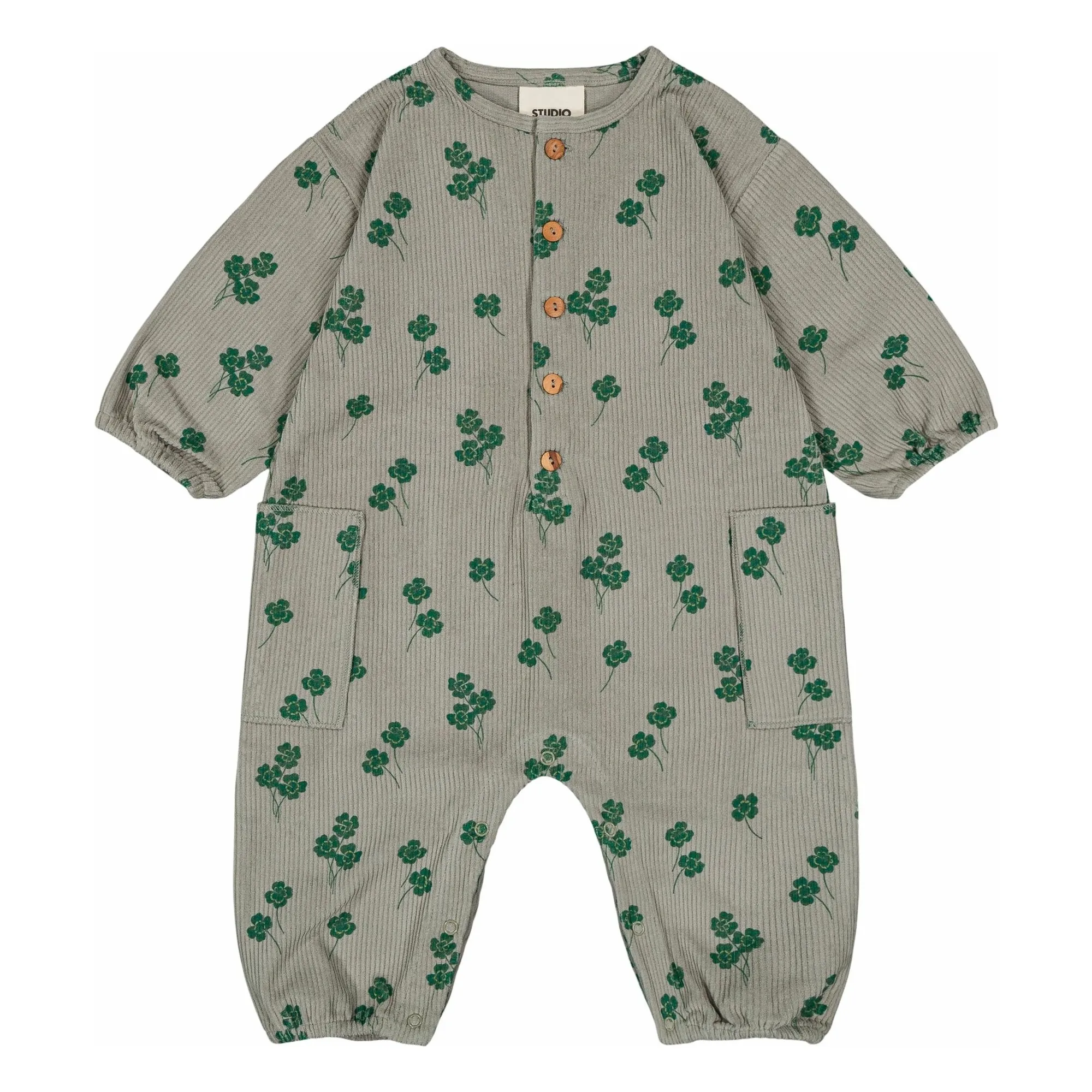 Studio Bohème Grey Big Papi Trèfles Corduroy Organic Cotton Jumpsuit