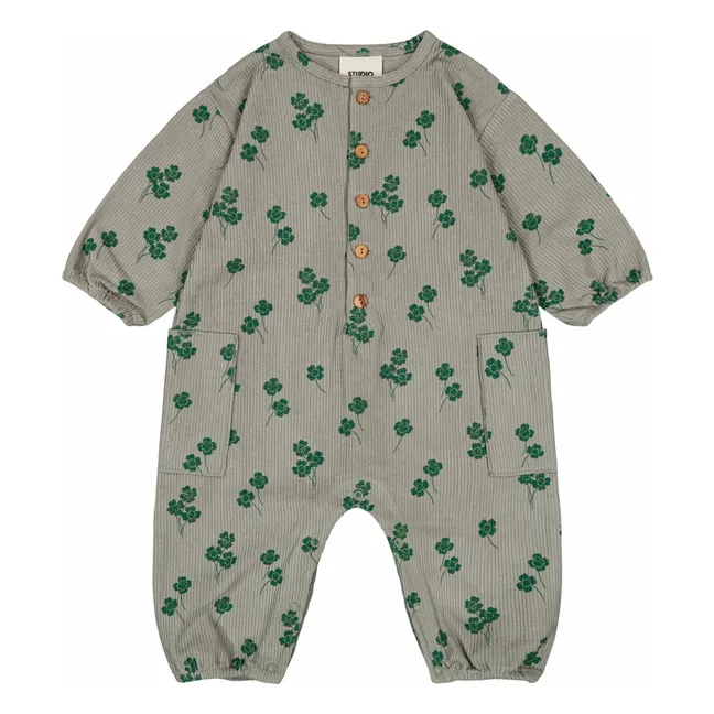 Combinaison Big Papi Trèfles Velours Côtelé Coton Bio | Gris