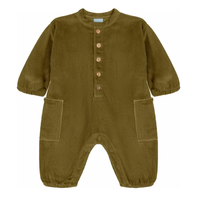 Combinaison Big Papi Velours Côtelé Coton Bio | Vert kaki