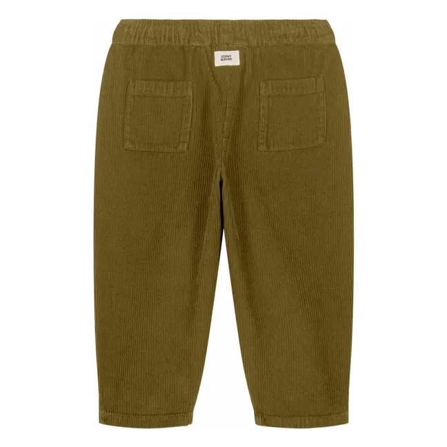Karottenhose aus geripptem Velours Bio-Baumwolle | Khaki