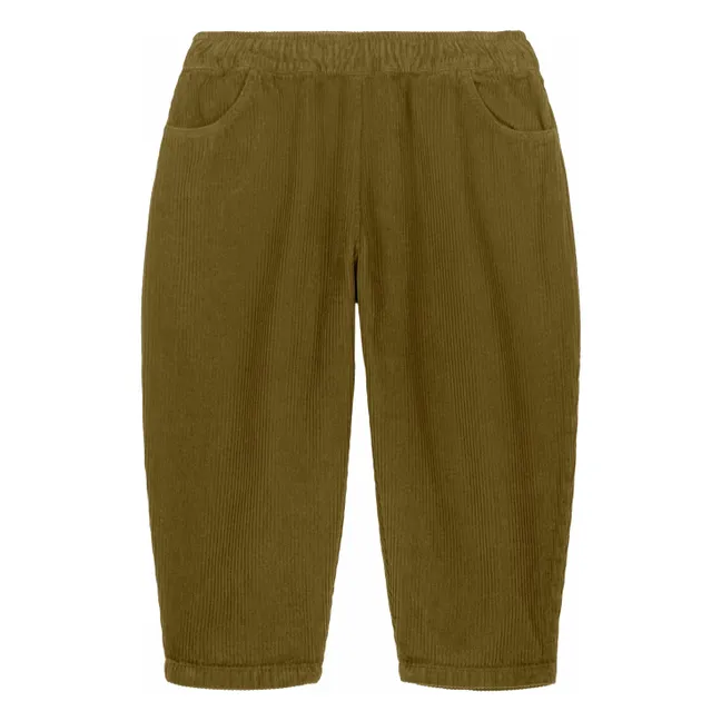 Pantalon Carrot Velours Côtelé Coton Bio | Vert kaki