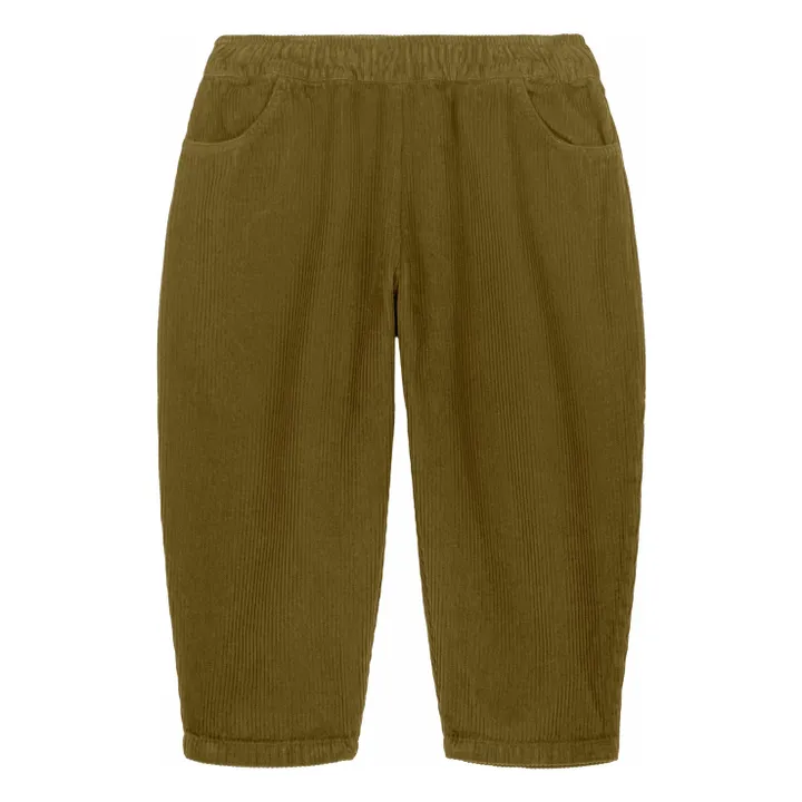 Pantalon Carrot Velours Côtelé Coton Bio | Vert kaki- Image produit n°0