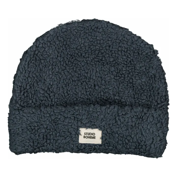 Gorro de piel de oveja de algodón ecológico | Azul Gris- Imagen del producto n°0