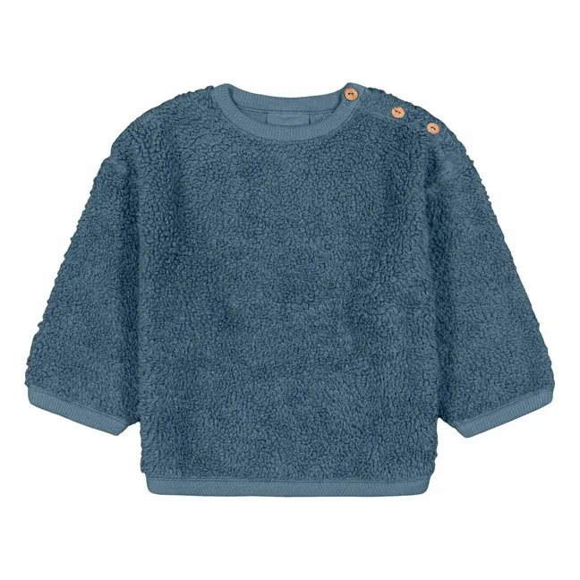Organic Cotton Bear Sherpa Sweatshirt | Grey blue