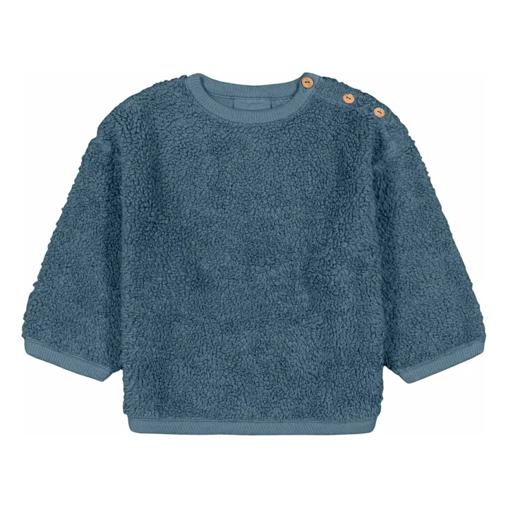 Sweat Façon Sherpa Ours Coton Bio | Bleu gris- Image produit n°0
