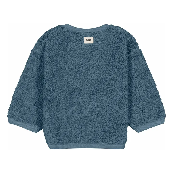 Sweat Façon Sherpa Ours Coton Bio | Bleu gris- Image produit n°5