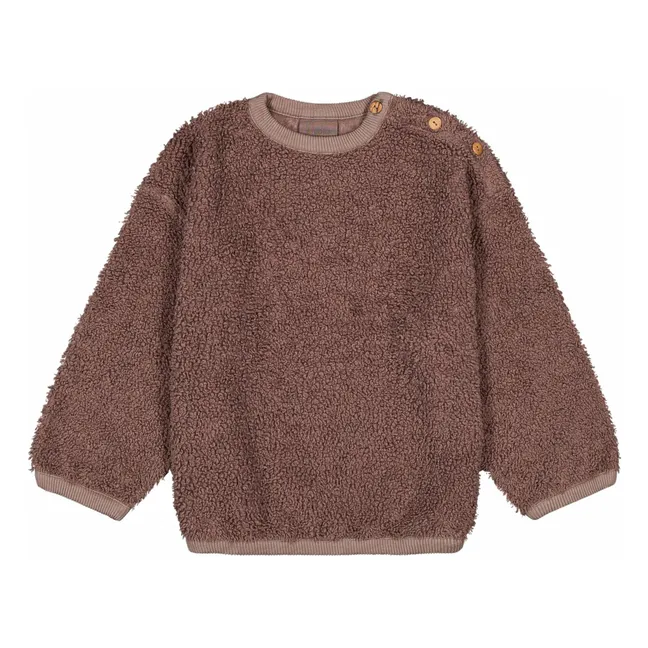 Sweat Façon Sherpa Ours Coton Bio | Mauve