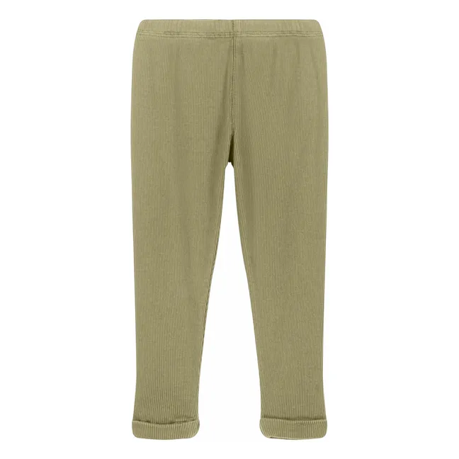 Gerippte Leggings Rom-Pom aus Bio-Baumwolle | Khaki clar