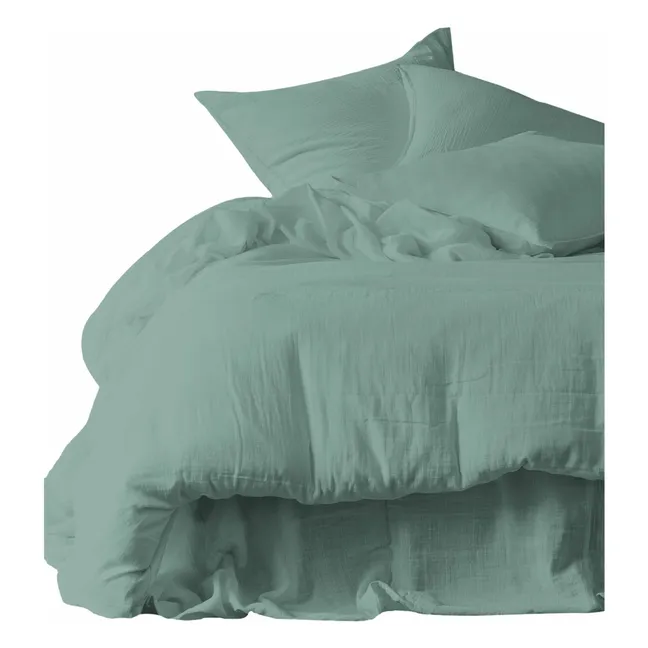 Drap-Housse en gaze de coton Mykonos | Bleu céladon