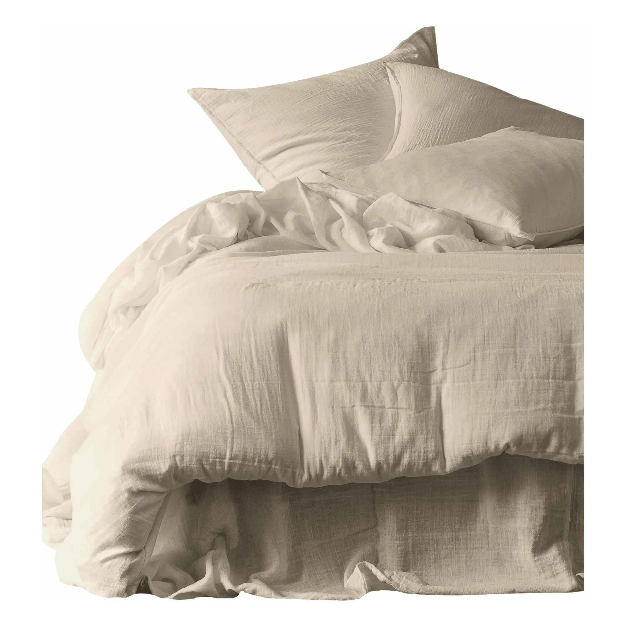 Haomy Chalk Mykonos Fitted Sheet In Cotton Gauze