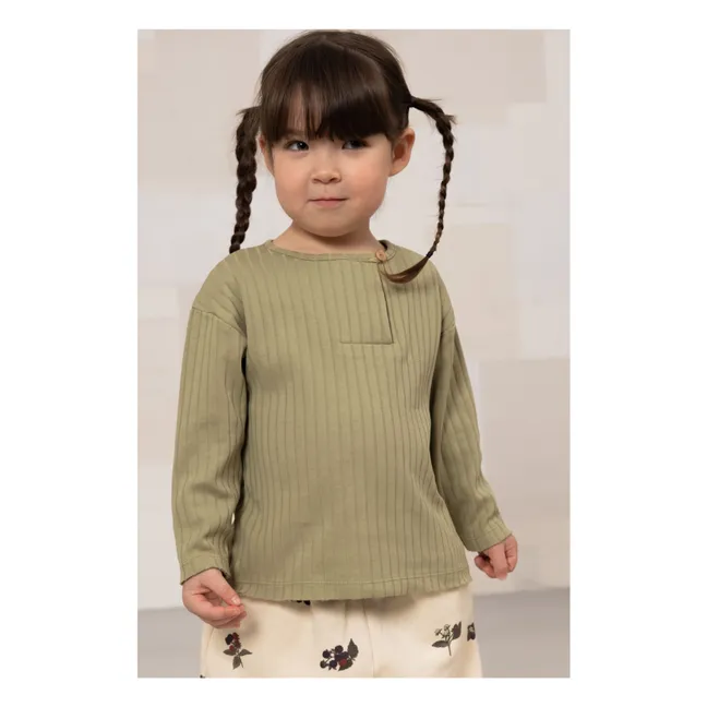 Camiseta de canalé de algodón orgánico Orso | Verde militare claro