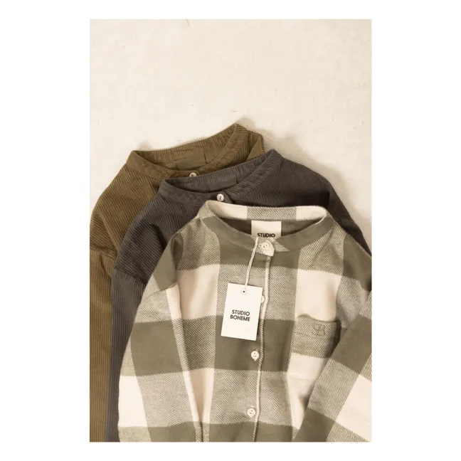 Chemise Jim Carreaux Coton Bio | Vert kaki