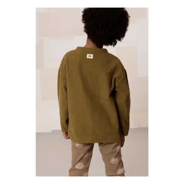 Camisa Jim Corduroy de algodón orgánico | Verde Kaki