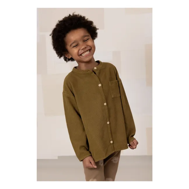 Chemise Jim Velours Côtelé Coton Bio | Vert kaki