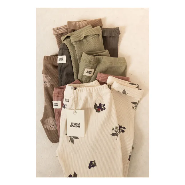 Legging Côtelé Rom-Pom Mûres Coton Bio | Ecru