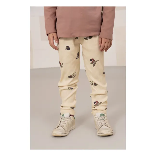 Legging Côtelé Rom-Pom Mûres Coton Bio | Ecru