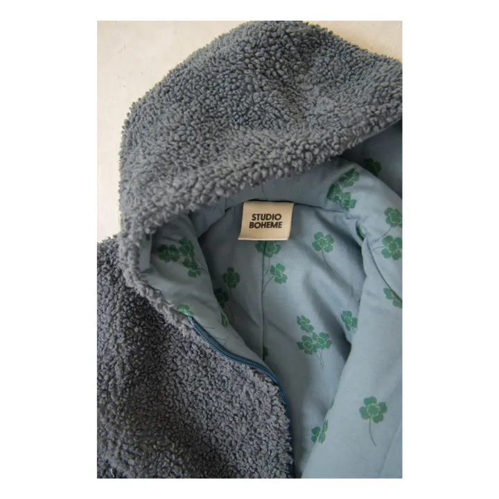 Pilote Façon Sherpa Pacha Trèfles Coton Bio | Bleu gris- Image produit n°3