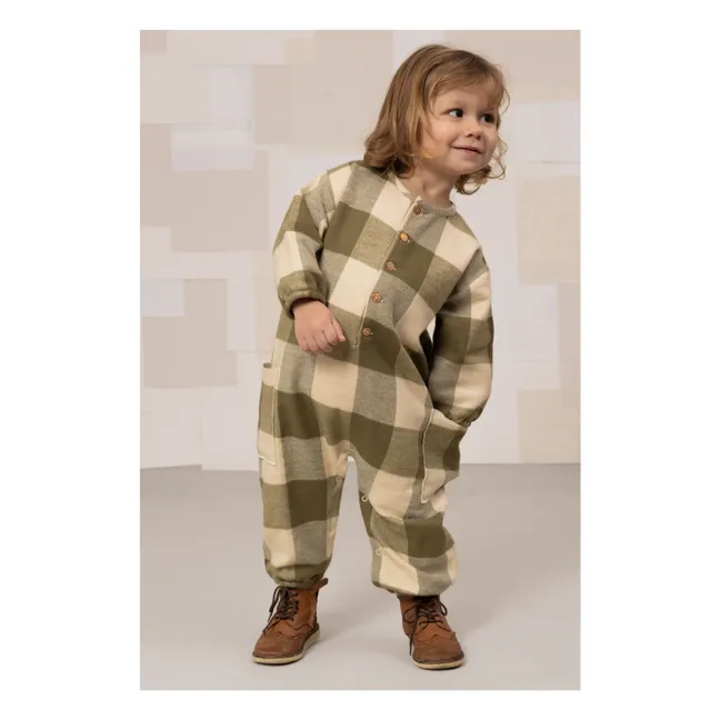 Big Papi Organic Cotton Checkered Jumpsuit | Khaki