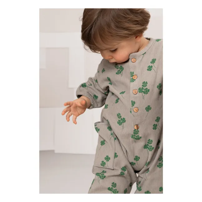 Combinaison Big Papi Trèfles Velours Côtelé Coton Bio | Gris