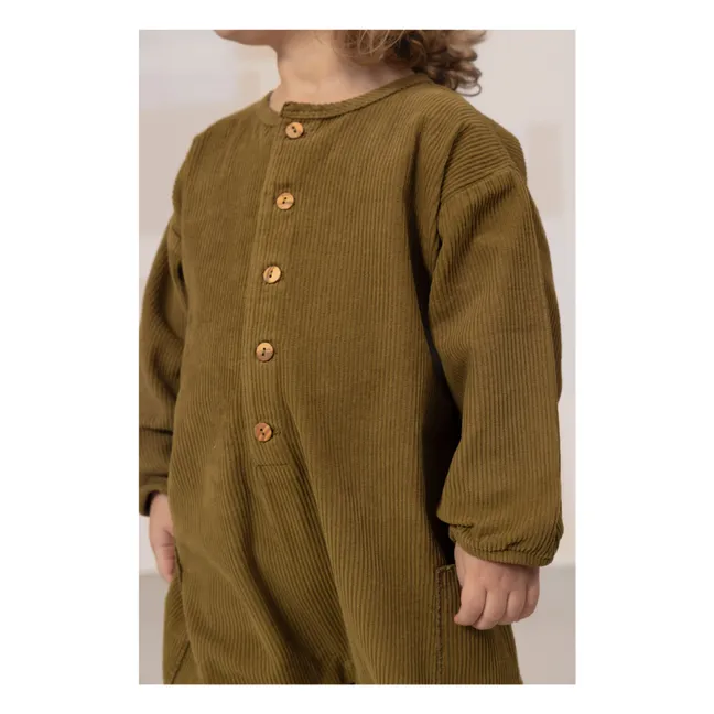 Combinaison Big Papi Velours Côtelé Coton Bio | Vert kaki