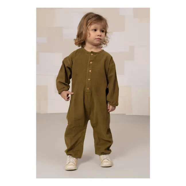 Combinaison Big Papi Velours Côtelé Coton Bio | Vert kaki