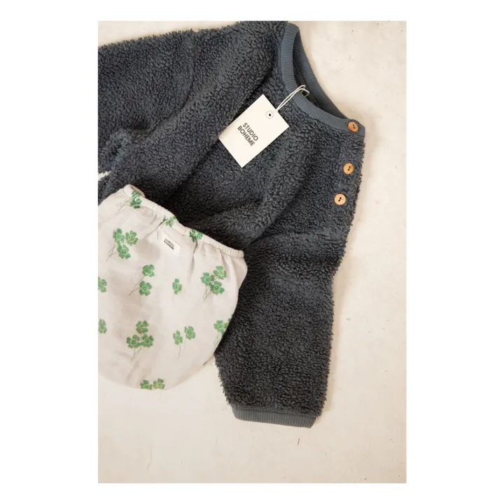 Sweat Façon Sherpa Ours Coton Bio | Bleu gris- Image produit n°2