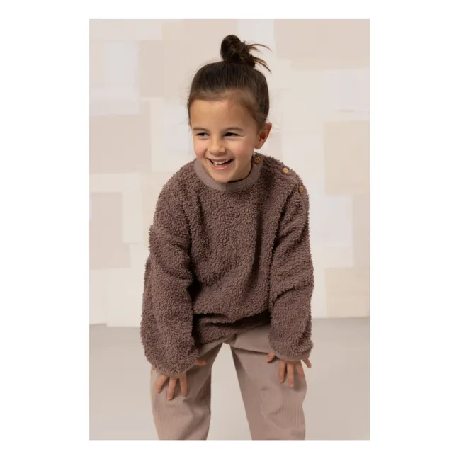 Sweat Façon Sherpa Ours Coton Bio | Mauve