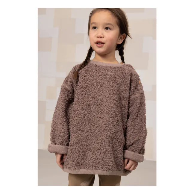 Organic Cotton Bear Sherpa Sweatshirt | Mauve