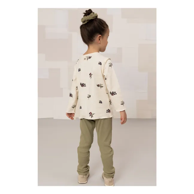 Legging Côtelé Rom-Pom Coton Bio | Vert kaki clair