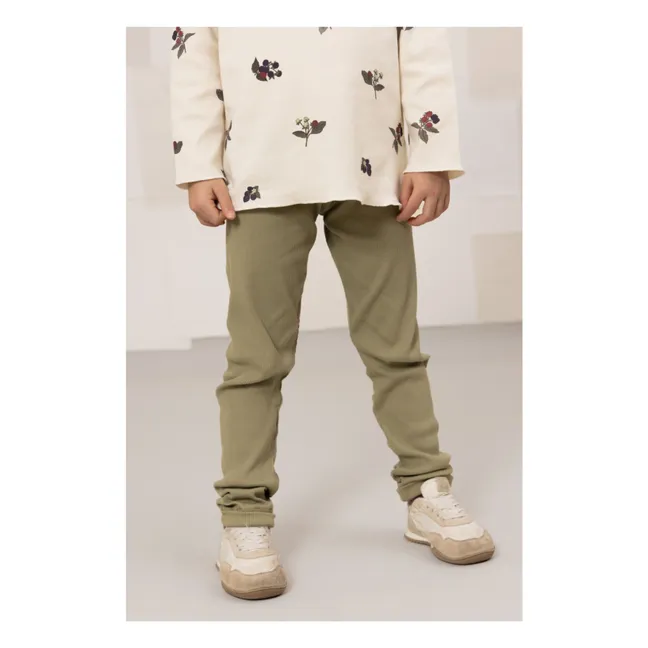 Gerippte Leggings Rom-Pom aus Bio-Baumwolle | Khaki clar