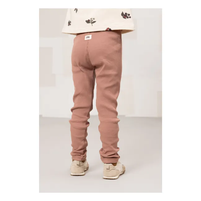 Legging Côtelé Rom-Pom Coton Bio | Rose