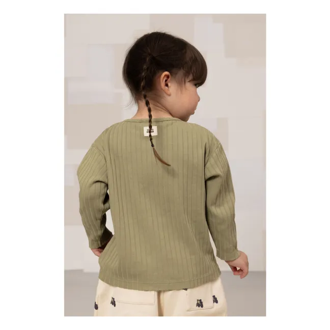 T-shirt Côtelé Orso Coton Bio | Vert kaki clair