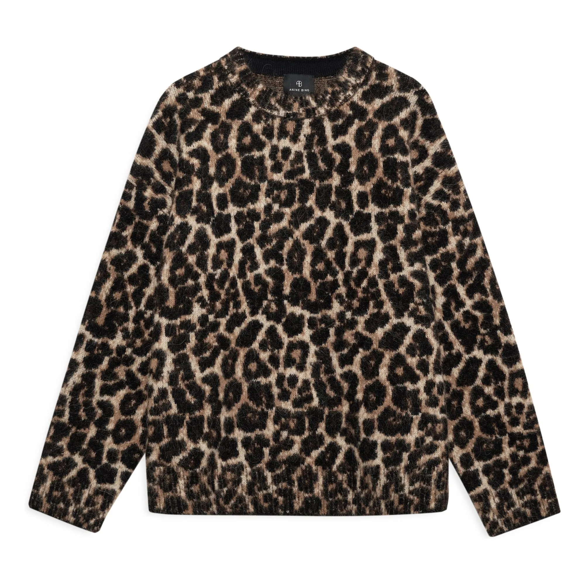 Anine Bing Brown Sydney Leopard Wool And Alpaca Sweater