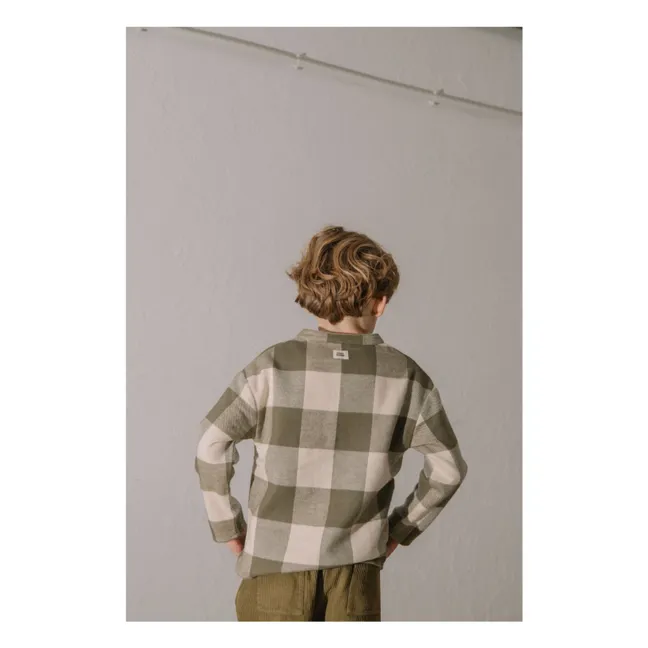 Chemise Jim Carreaux Coton Bio | Vert kaki