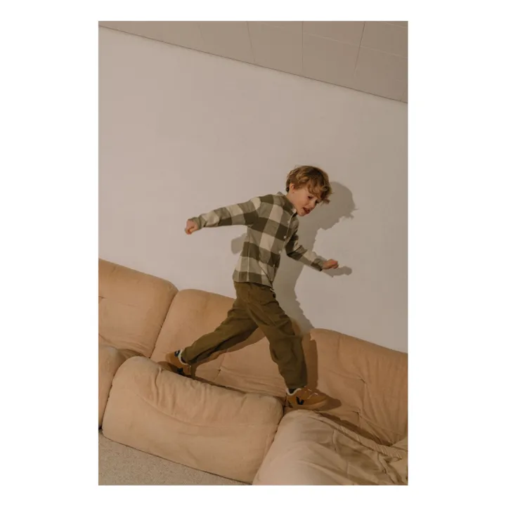 Chemise Jim Carreaux Coton Bio | Vert kaki- Image produit n°6