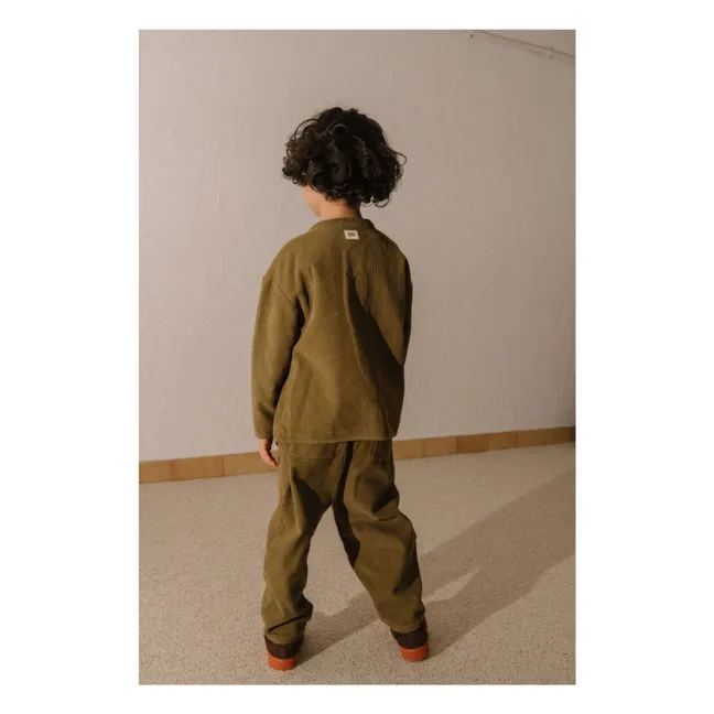 Chemise Jim Velours Côtelé Coton Bio | Vert kaki