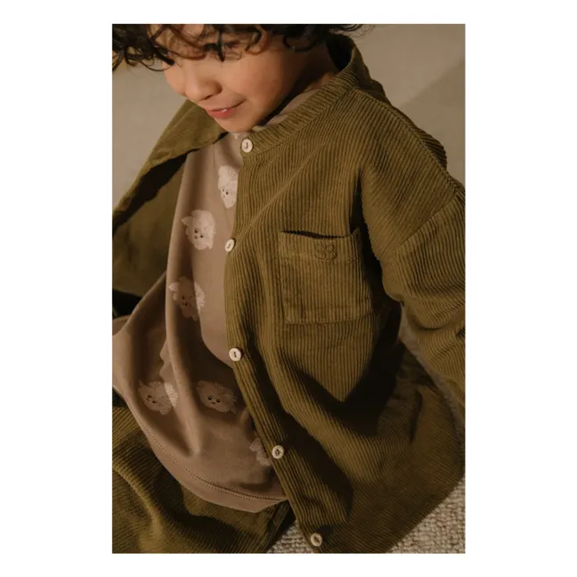 Chemise Jim Velours Côtelé Coton Bio | Vert kaki