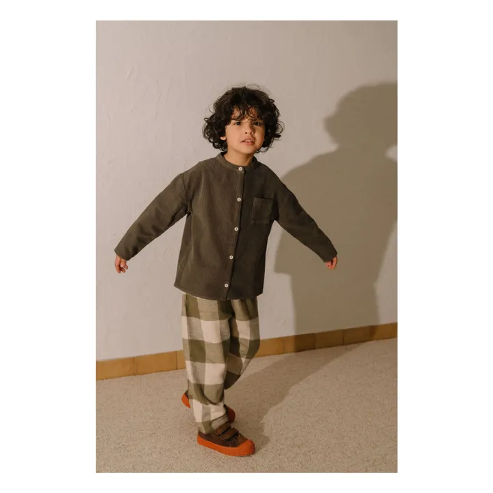 Pantalon Carrot Carreaux Coton Bio | Vert kaki- Image produit n°5