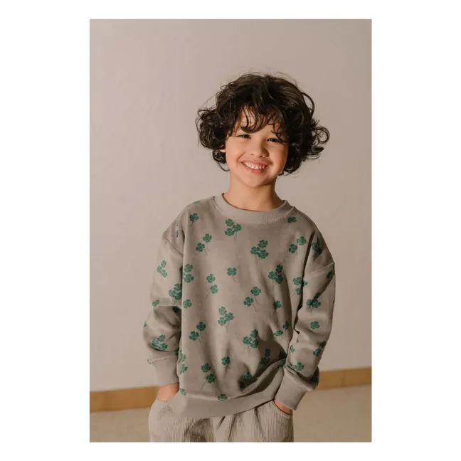 Sudadera de algodón ecológico Bart Trèfles Velours | Gris