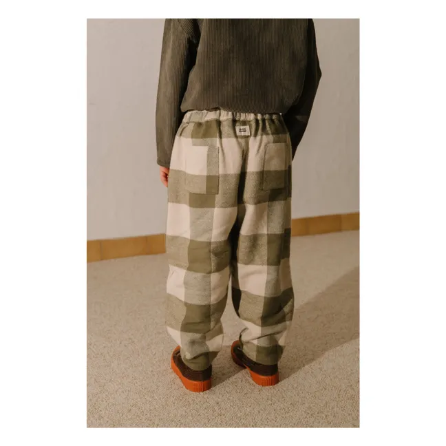 Pantalon Carrot Carreaux Coton Bio | Vert kaki