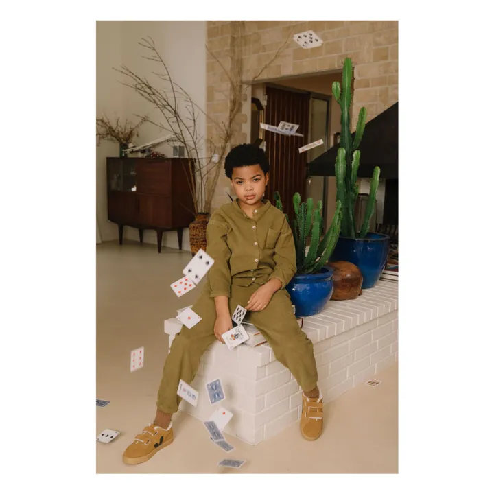 Pantalon Carrot Velours Côtelé Coton Bio | Vert kaki- Image produit n°9