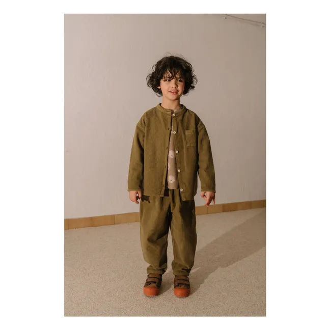 Pantalon Carrot Velours Côtelé Coton Bio | Vert kaki