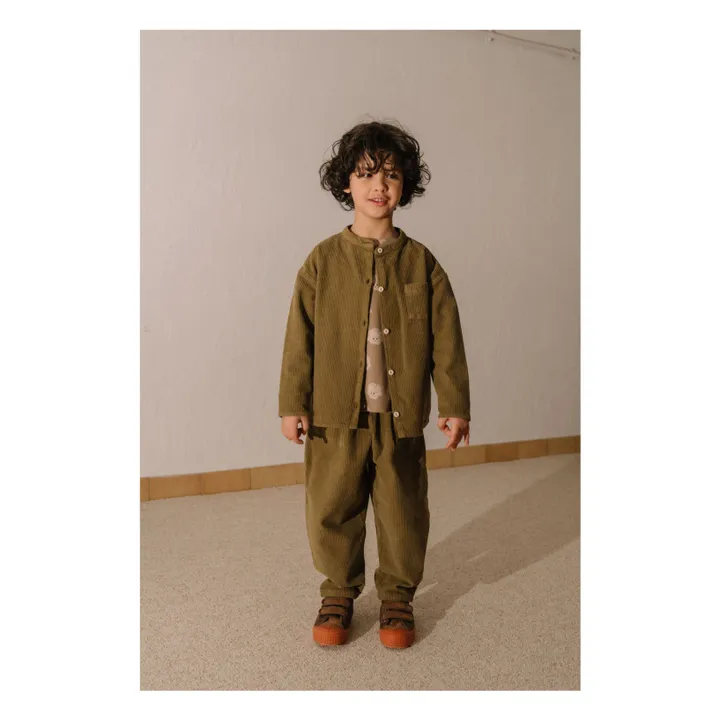 Pantalon Carrot Velours Côtelé Coton Bio | Vert kaki- Image produit n°10