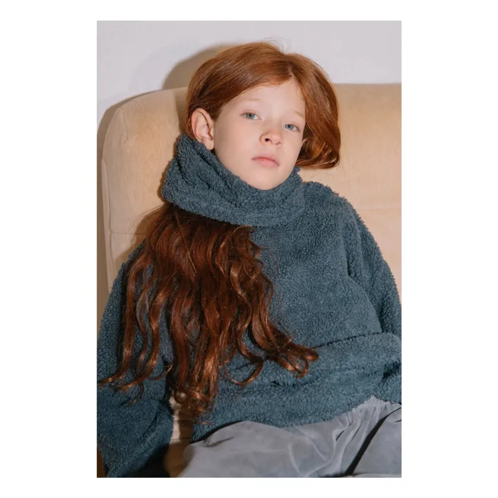 Tour de Cou Façon Sherpa Tom Coton Bio | Bleu gris- Image produit n°2