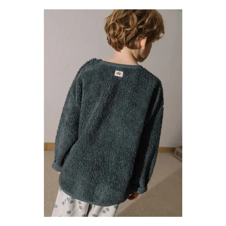 Sweat Façon Sherpa Ours Coton Bio | Bleu gris- Image produit n°9