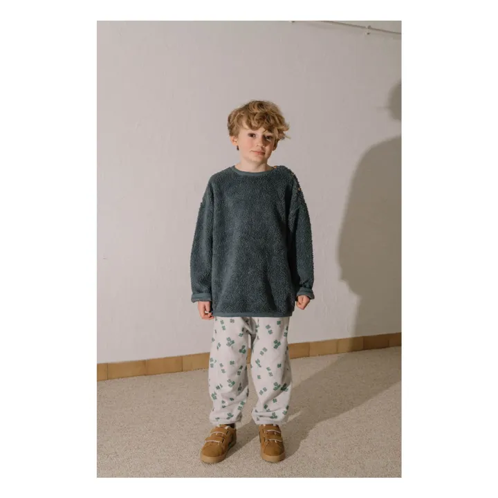 Sweat Façon Sherpa Ours Coton Bio | Bleu gris- Image produit n°7