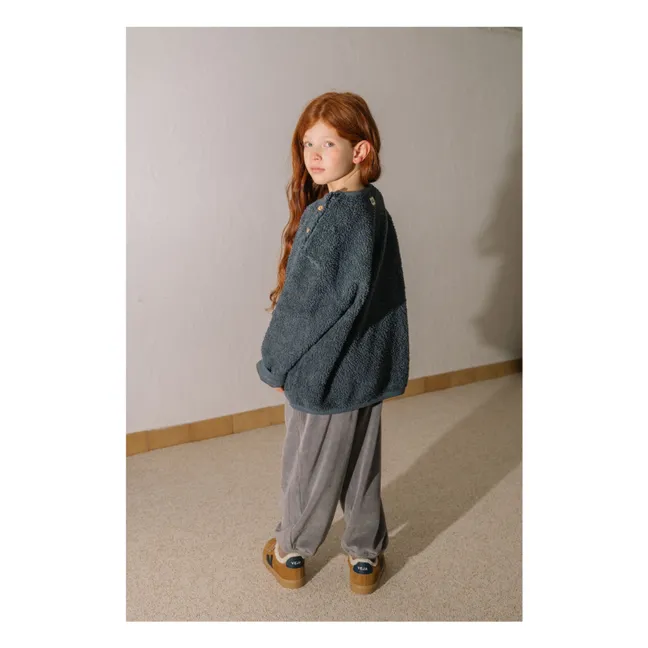 Organic Cotton Bear Sherpa Sweatshirt | Grey blue