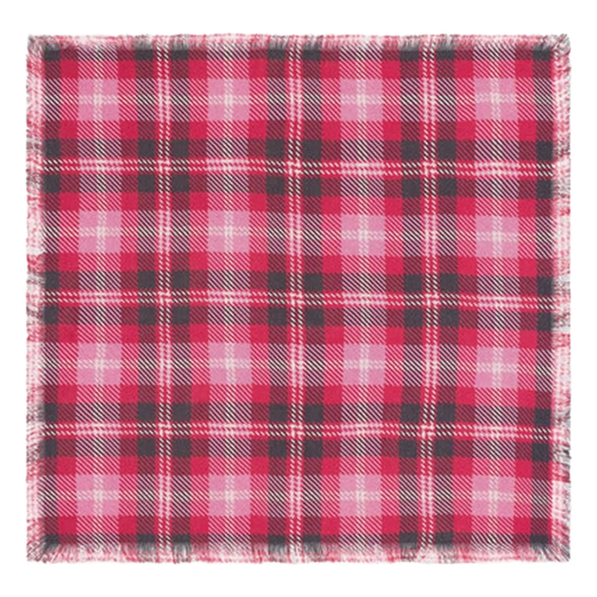 Bompard Red Mini Carré Tartan Cashmere Scarf