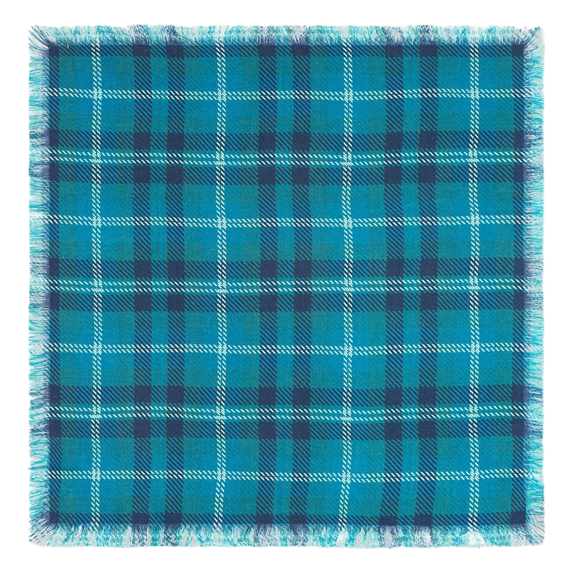 Bompard Cedar Green Mini Carré Tartan Cashmere Scarf